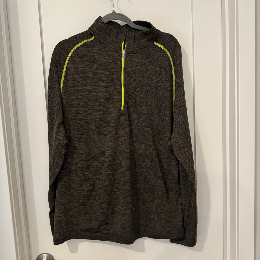 Lululemon Mens Metal Vent Tech 1/2 Zip 2.0 Pullover XL Olive Green Space Dye